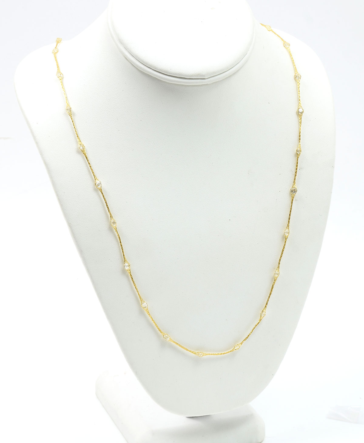 Appraisal: K METALLIC THREAD CRYSTAL STATION NECKLACE Beautiful strand features a