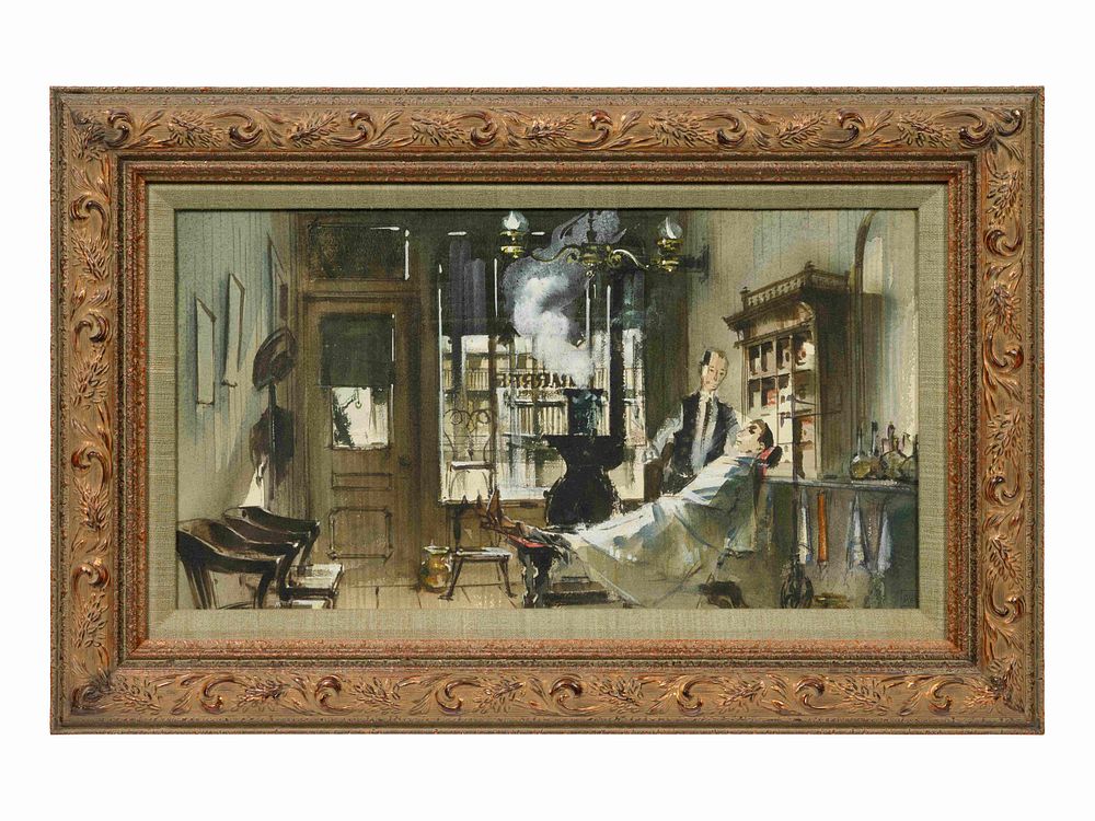 Appraisal: American School th Century American School th Century Barbershop Scene