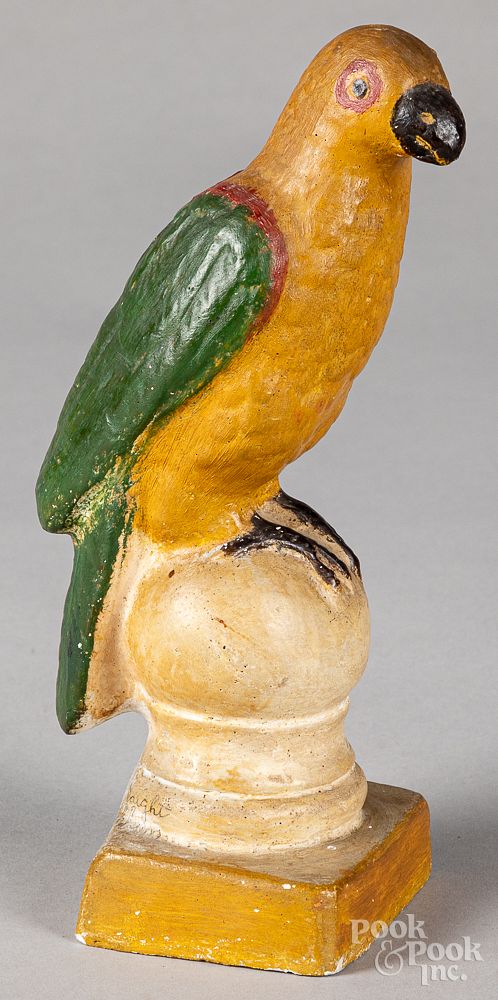 Appraisal: Pennsylvania chalkware parrot th c Pennsylvania chalkware parrot th c