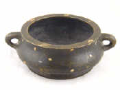 Appraisal: A heavy Chinese two handled bronze censer with fine cast