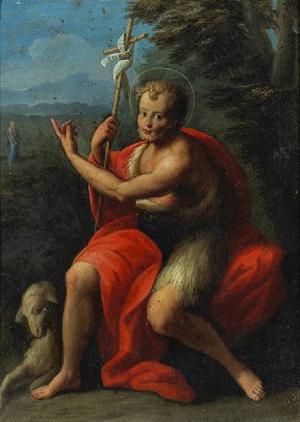 Appraisal: Flemish School St John the Baptist oil on copper x