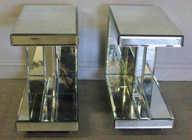 Appraisal: Pair of Mirrored End Tables From a Park Avenue NYC