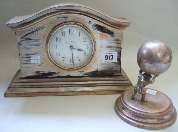 Appraisal: A plated metal cased mantle clock by Walker and Hall