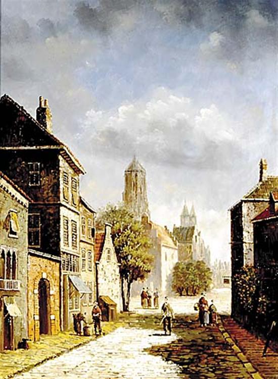 Appraisal: Barends Cornelis Koekoek follower of Dutch - DUTCH TOWN SCENEoil