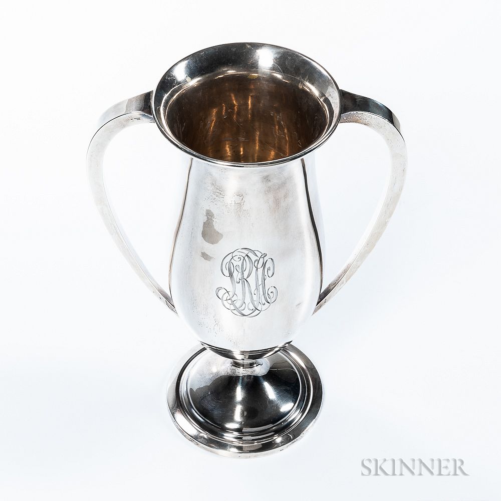 Appraisal: Gorham Sterling Silver Two-handled Trophy Cup Gorham Sterling Silver Two-handled