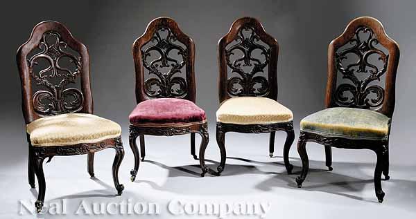 Appraisal: A Suite of Four American Rococo Carved and Laminated Rosewood