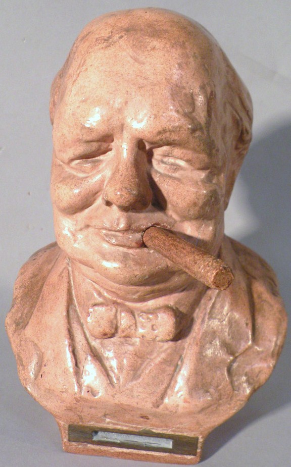 Appraisal: Sir Winston Churchill Tallent terracotta table lighter in the form