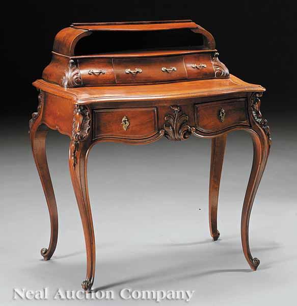 Appraisal: An Antique Carved Walnut Bureau in the Rococo Taste the