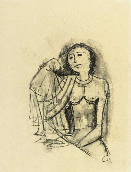 Appraisal: HOFER CARL Karlsruhe - Berlin Seated nude Charcoal on paper