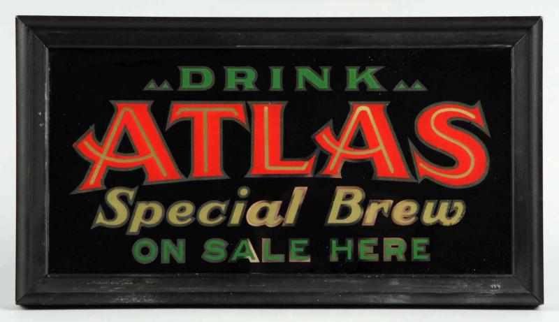 Appraisal: Atlas Special Brew Reverse Glass Painted Sign Clean and bright