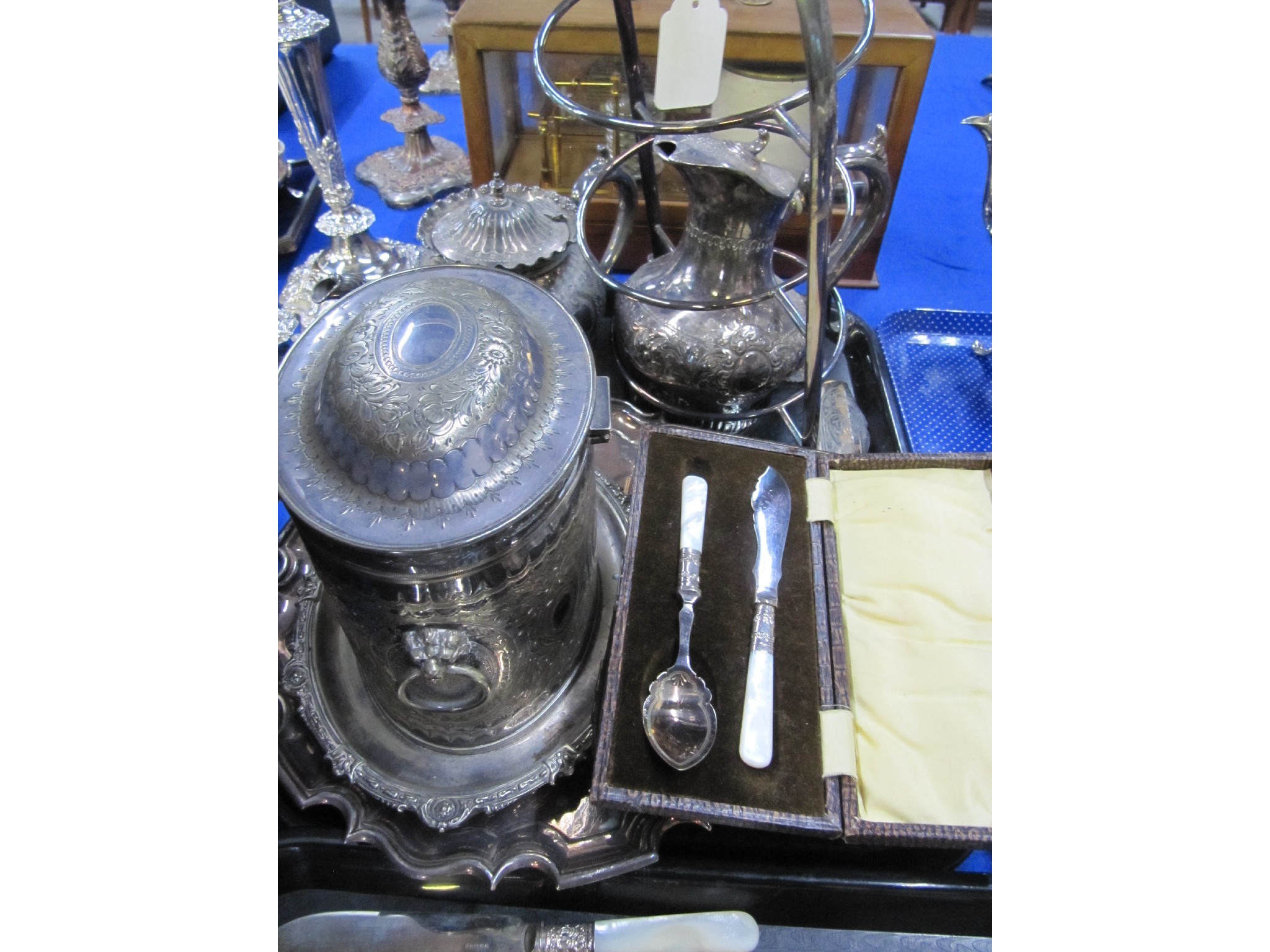 Appraisal: A tray lot of EP - cakestand biscuit barrel salver