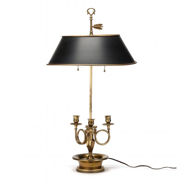 Appraisal: WARREN KESSLER GILT BRASS BOUILLOTTE TABLE LAMP WITH TOLE SHADE