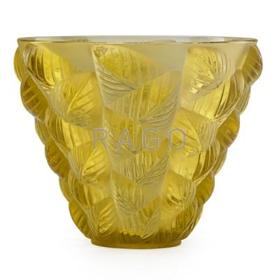 Appraisal: LALIQUE Moissac vase yellow glass Condition Report