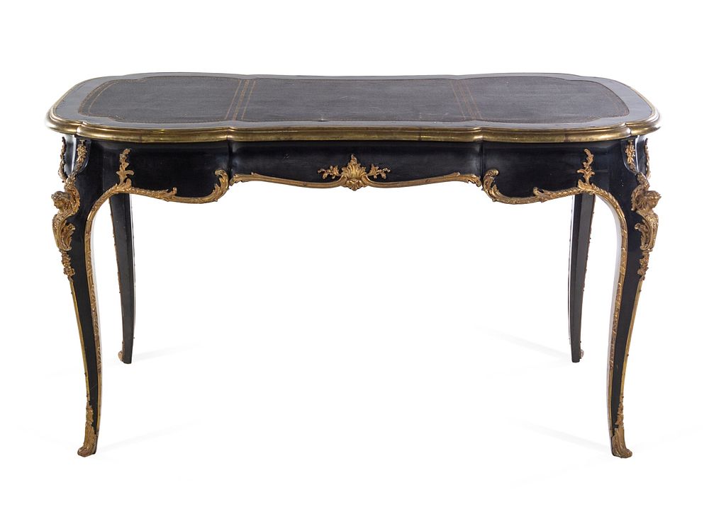 Appraisal: A Louis XV Style Gilt Bronze Mounted Ebonized Bureau Plat