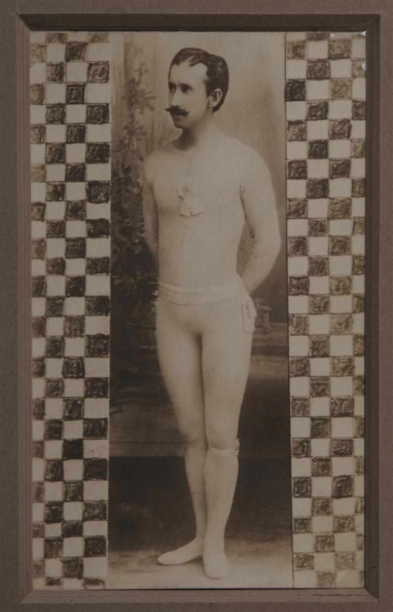 Appraisal: UNKNOWN CA CIRCUS TRAPEZE ARTIST Toned silver bromide postcard Provenance