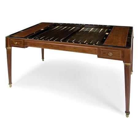 Appraisal: Louis XVI Mahogany Ebony and Bone Inlaid Tric Trac Table