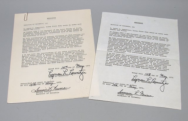 Appraisal: Four copies of affidavit dated - - -signed - signed