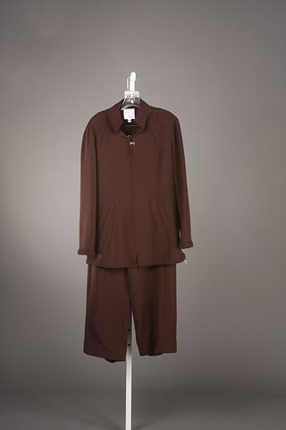 Appraisal: CHADO brown slacks suit with braided detail Size Neiman Marcus