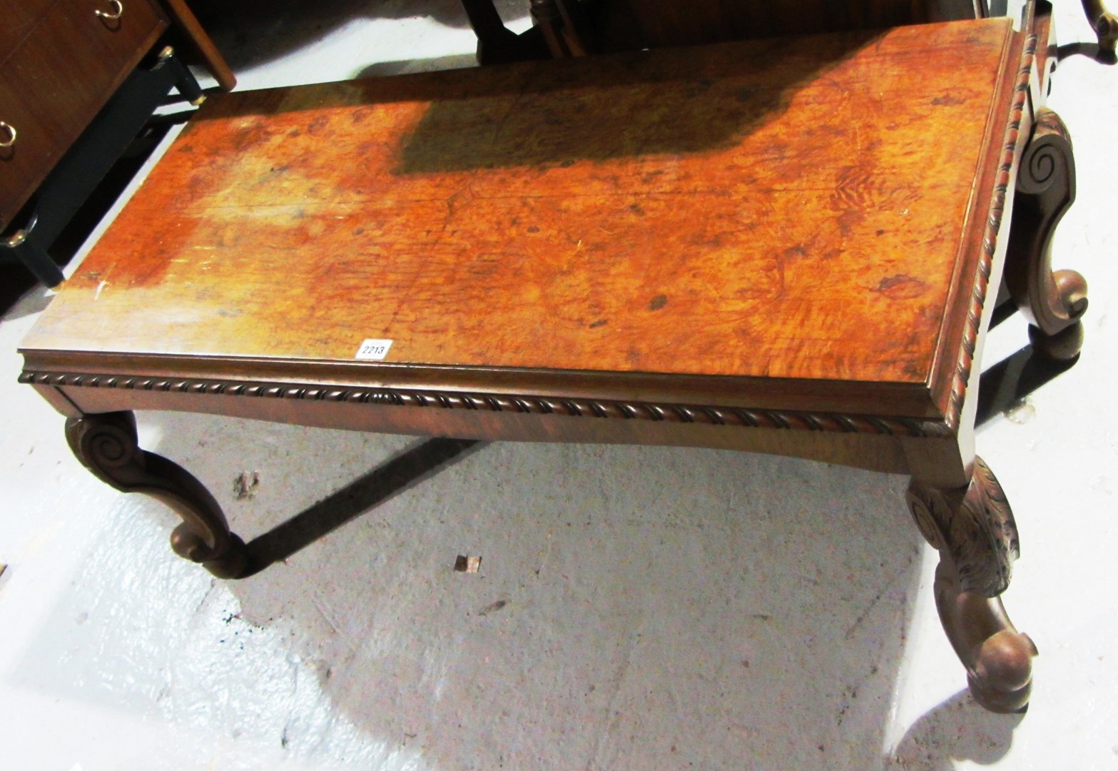 Appraisal: A th century rectangular walnut coffee table together with a