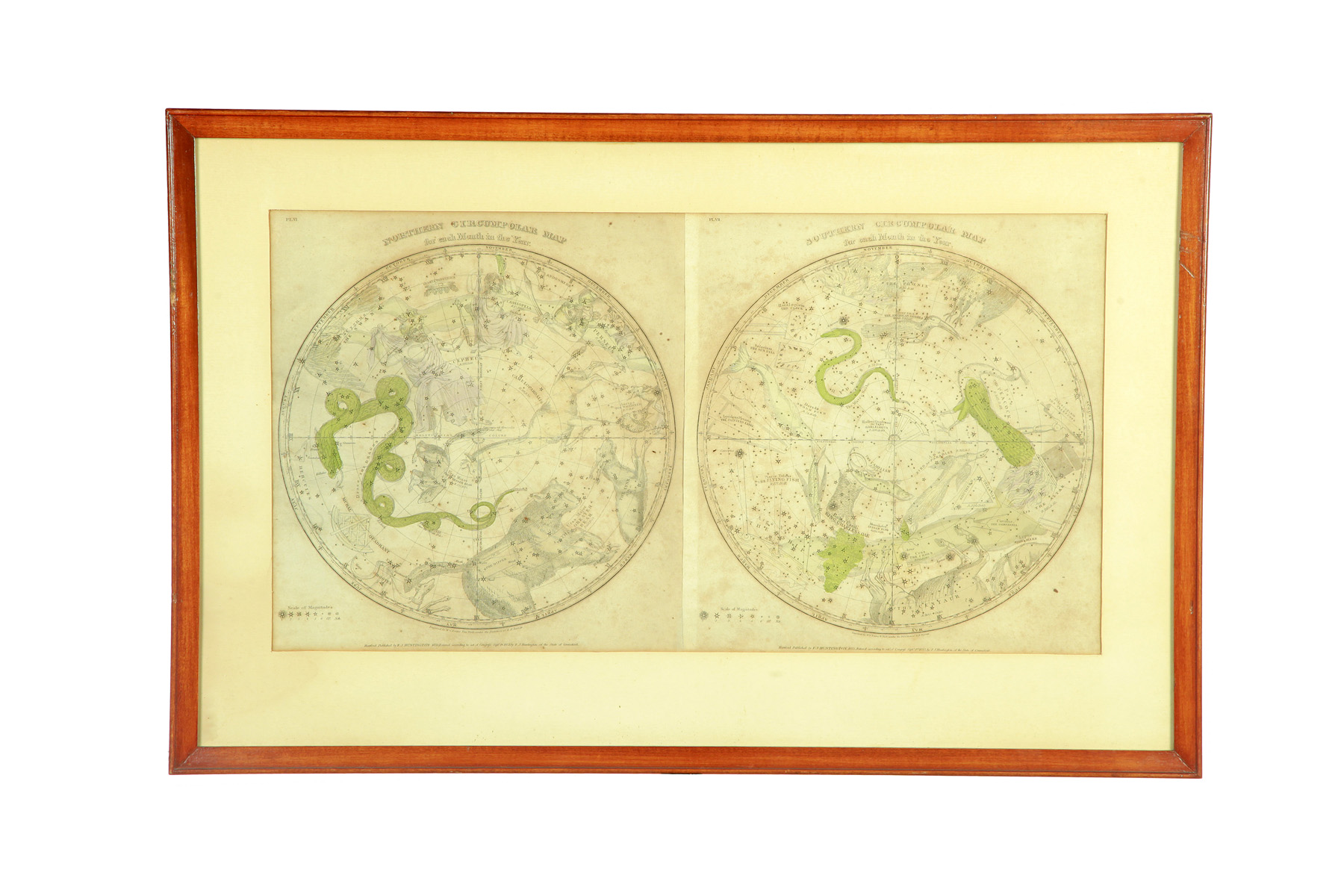 Appraisal: FRAMED NORTHERN AND SOUTHERN CIRCUMPOLAR MAP American dated Shows different