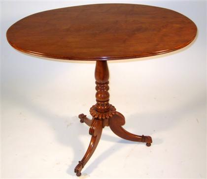 Appraisal: George IV style mahogany occasional tableThe oval top over turned