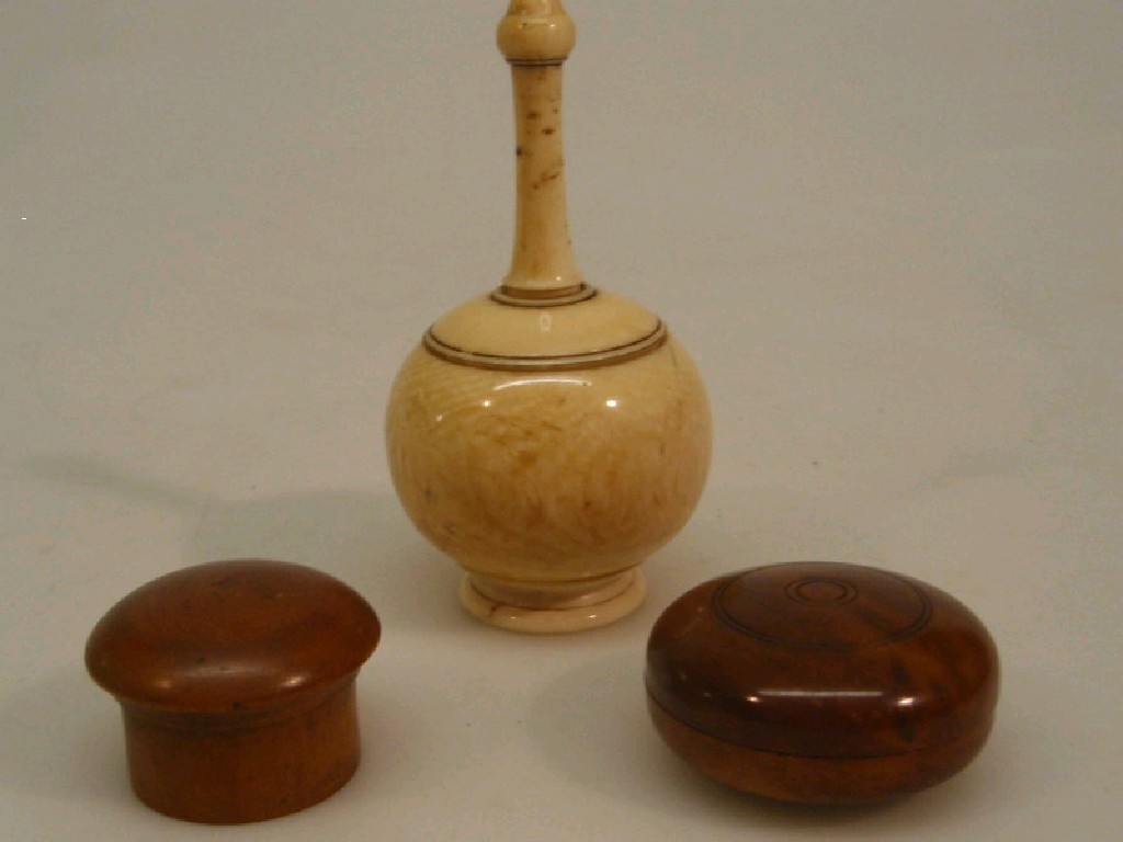 Appraisal: A thC ivory miniature casket modelled as a bottle vase