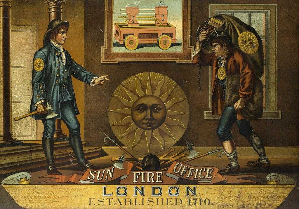 Appraisal: INSURANCE A RARE VICTORIAN PRINTED SHEET IRON SUN FIRE OFFICE