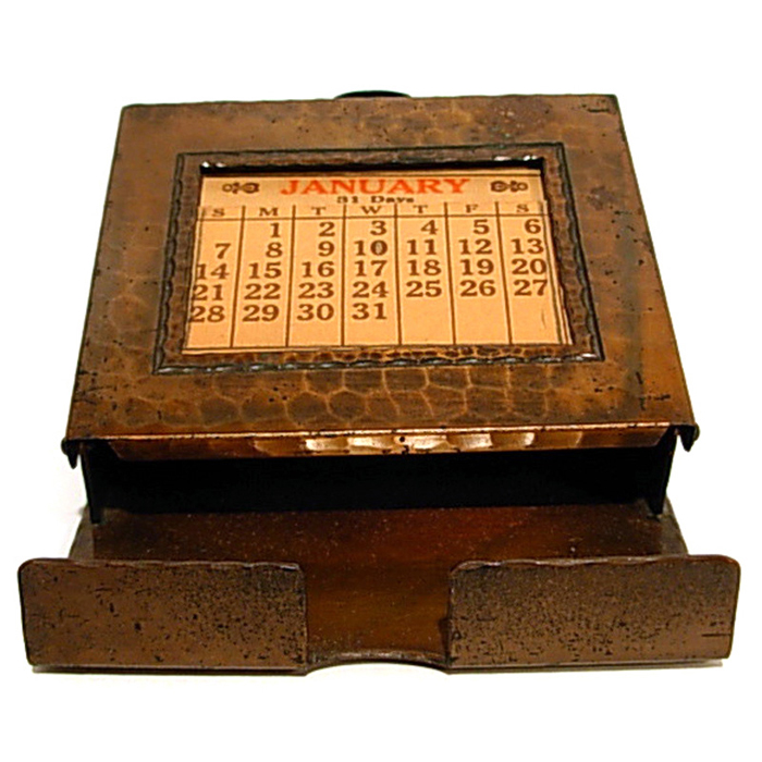 Appraisal: Roycroft desk piece calendar with tray hammered copper original patina