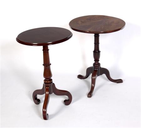 Appraisal: Two matched th century mahogany tripod tables with circular top