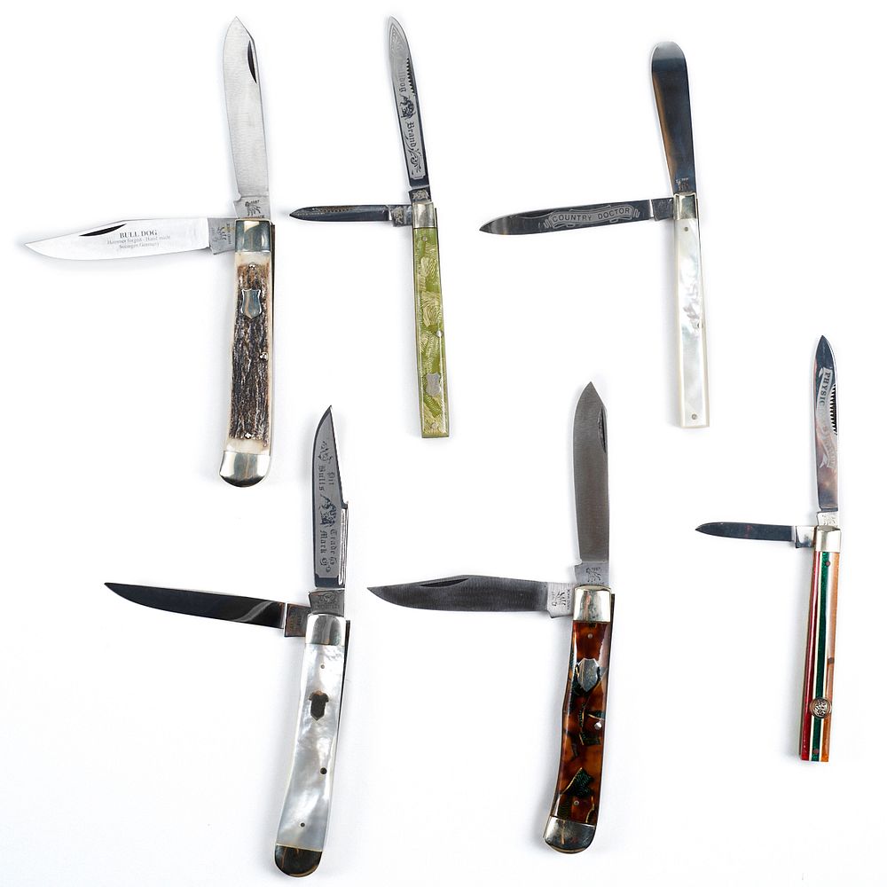 Appraisal: Grp Bulldog Folding Knives Group of six Bulldog double blade