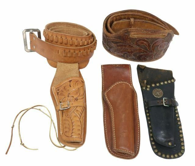 Appraisal: lot of Western leather pistol holsters and belts including highly