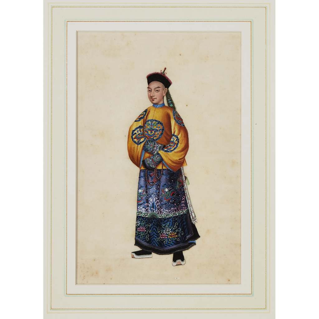 Appraisal: FINE EXPORT GOUACHE PAINTING ON RICE PAPER QING DYNASTY TH