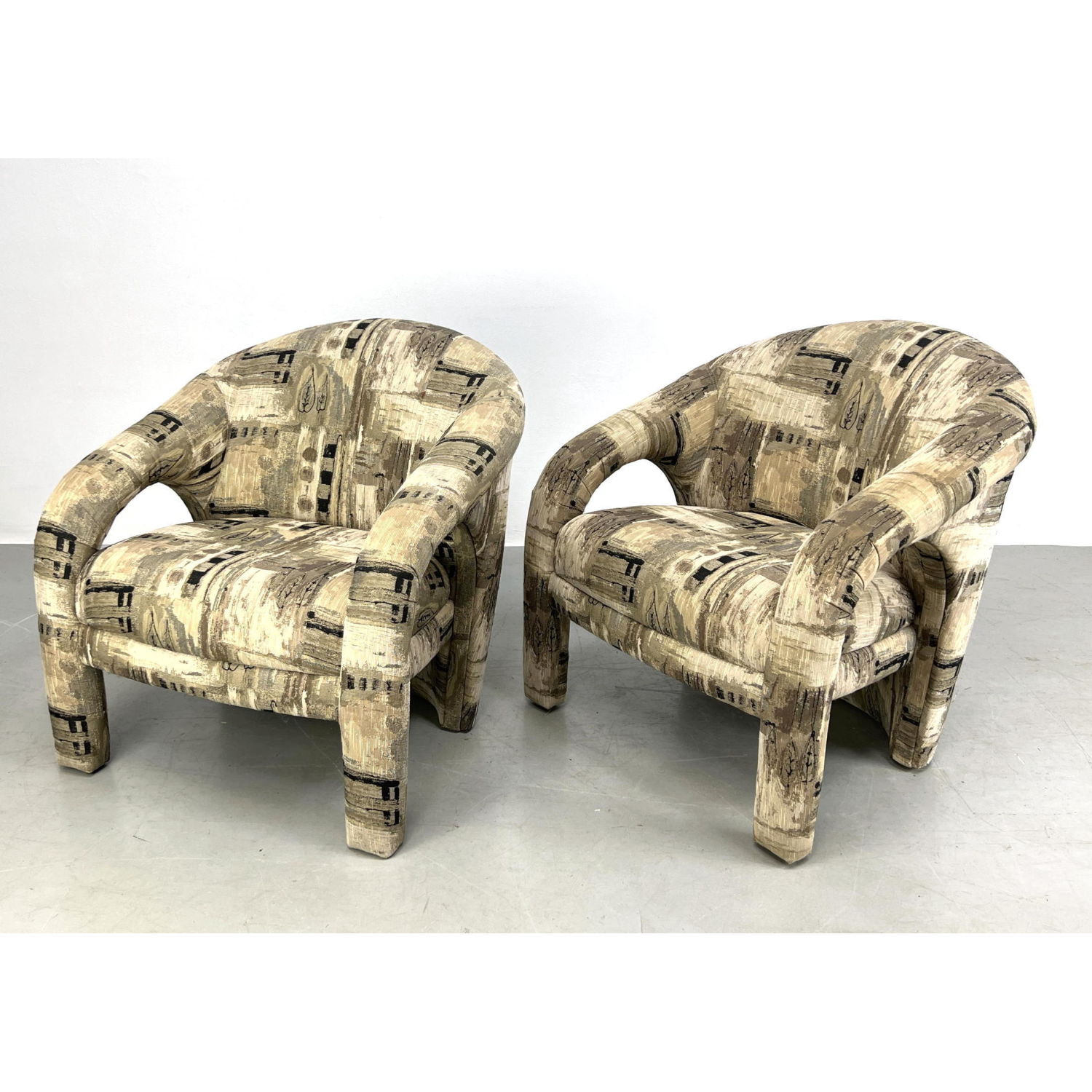 Appraisal: Pair Decorator Fabric Print Lounge Chairs Dimensions H inches W