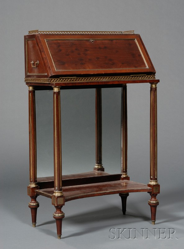 Appraisal: Louis XVI Style Brass-mounted and Plum Pudding Mahogany Bonheur du