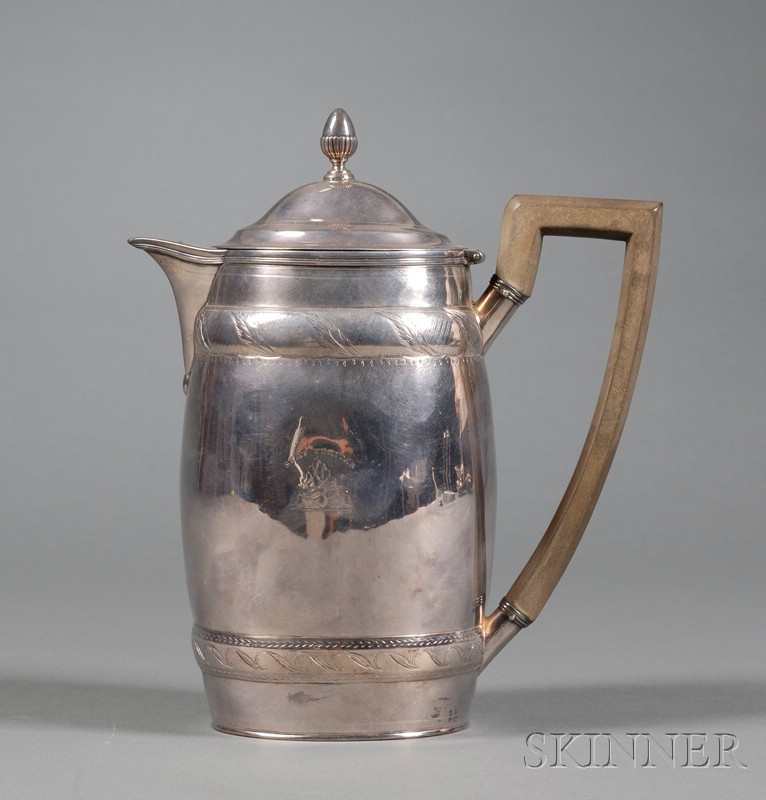 Appraisal: George III Silver Hot Water Pot London John Emes maker