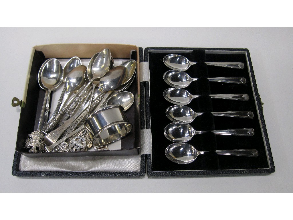 Appraisal: Lot comprising cased set of six silver spoons Sheffield assorted