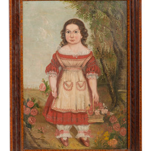 Appraisal: American School Circa Portrait of a Girl in a Red