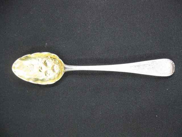 Appraisal: Georgian English Sterling Silver Berry Spoon fruit design bowl gold