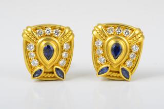 Appraisal: Judith Ripka Sapphire Diamond Earrings Judith Ripka sapphire diamond earrings