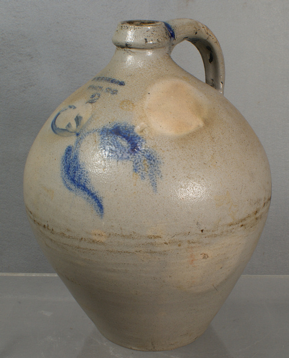 Appraisal: gal blue decorated stoneware ovoid jug WH Farrar Geddes NY