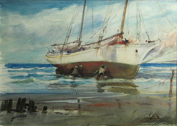 Appraisal: James Milton Sessions American - Boat on a beach signed