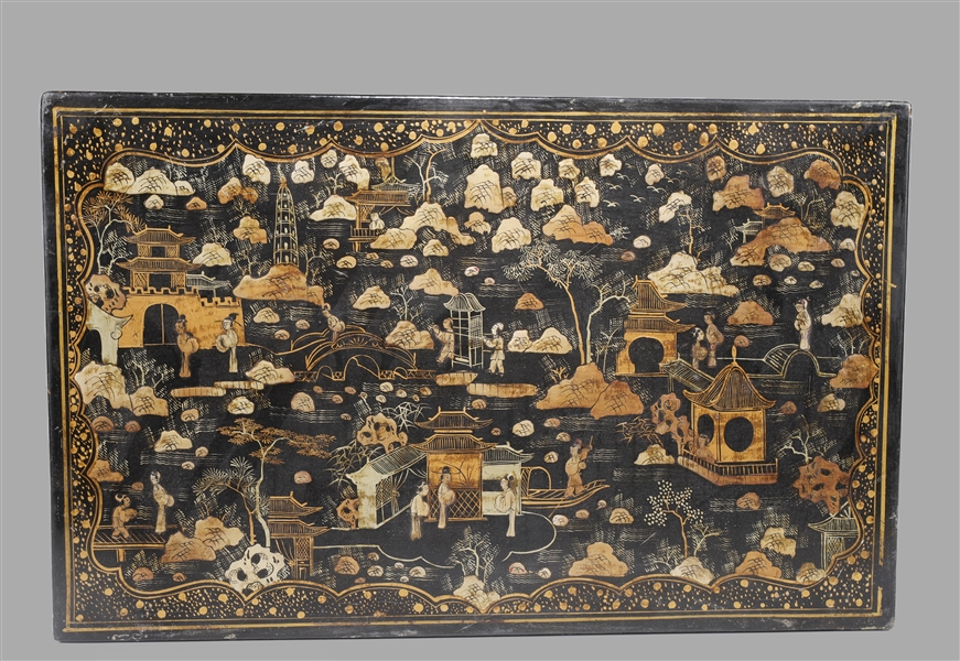 Appraisal: Chinese lacquered covered box decorated with gilt designs as-is condition