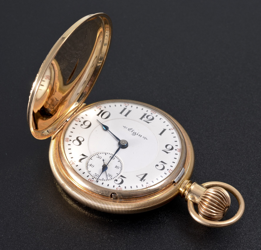 Appraisal: K YELLOW GOLD ELGIN HUNTER CASE POCKET WATCH Circa size