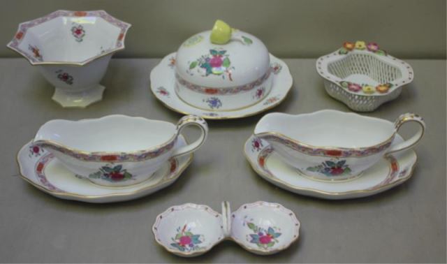 Appraisal: Herend Chinese Bouquet Dishes Includes gravy boats with under plates