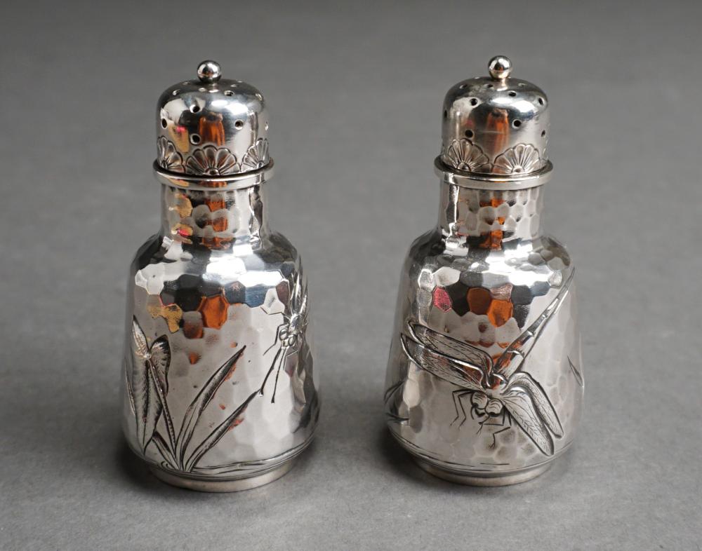 Appraisal: DOMINICK HAFF AESTHETIC MOVEMENT HAMMERED STERLING SILVER SALT AND PEPPER