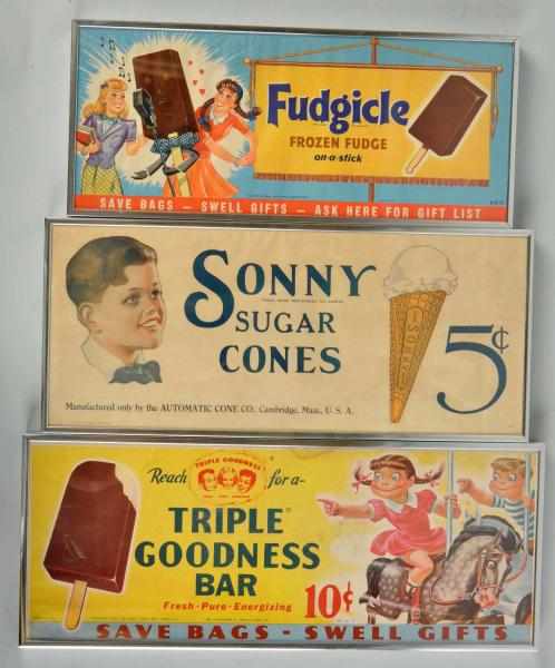 Appraisal: Lot of Cardboard Advertising Ice Cream Signs Description Circa s