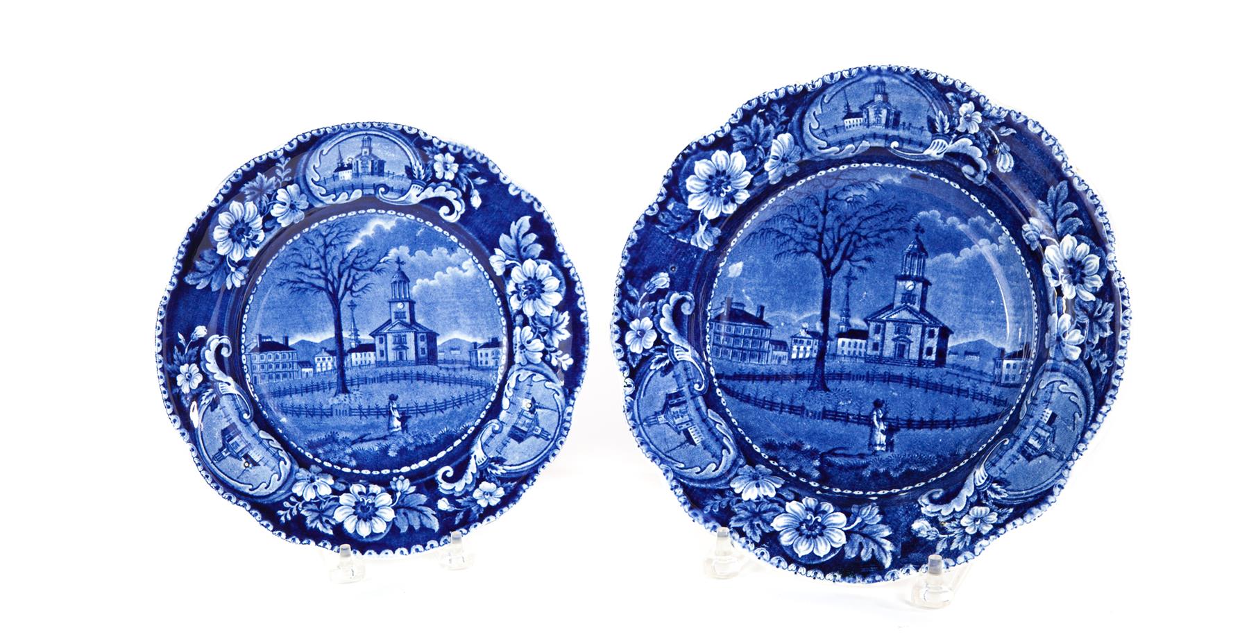 Appraisal: TWO HISTORICAL BLUE STAFFORDSHIRE PLATES England nd quarter- th century