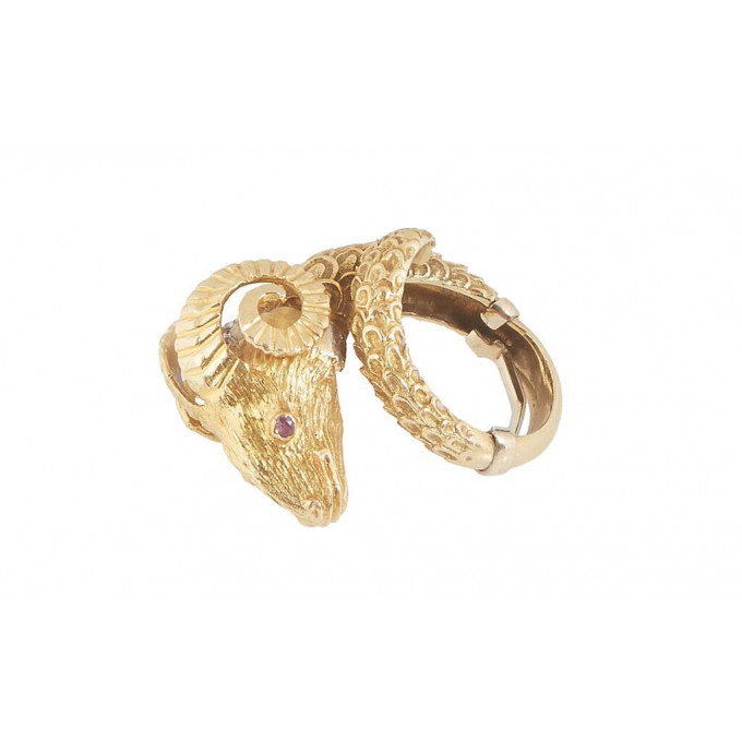 Appraisal: K Yellow Gold Ram Head Bypass Ring the head with