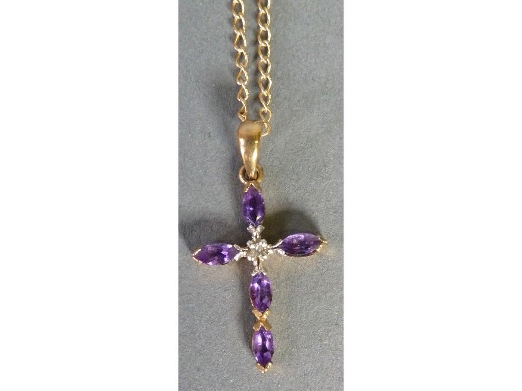 Appraisal: ct GOLD FINE CHAIN NECKLACE AND CROSS PENDANT set with