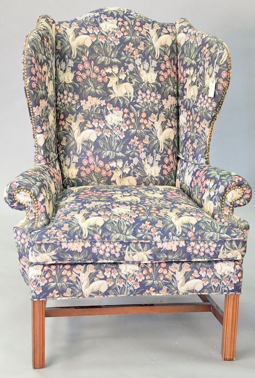 Appraisal: Kravet Furniture upholstered wing chair having tapestry style upholstery Kravet